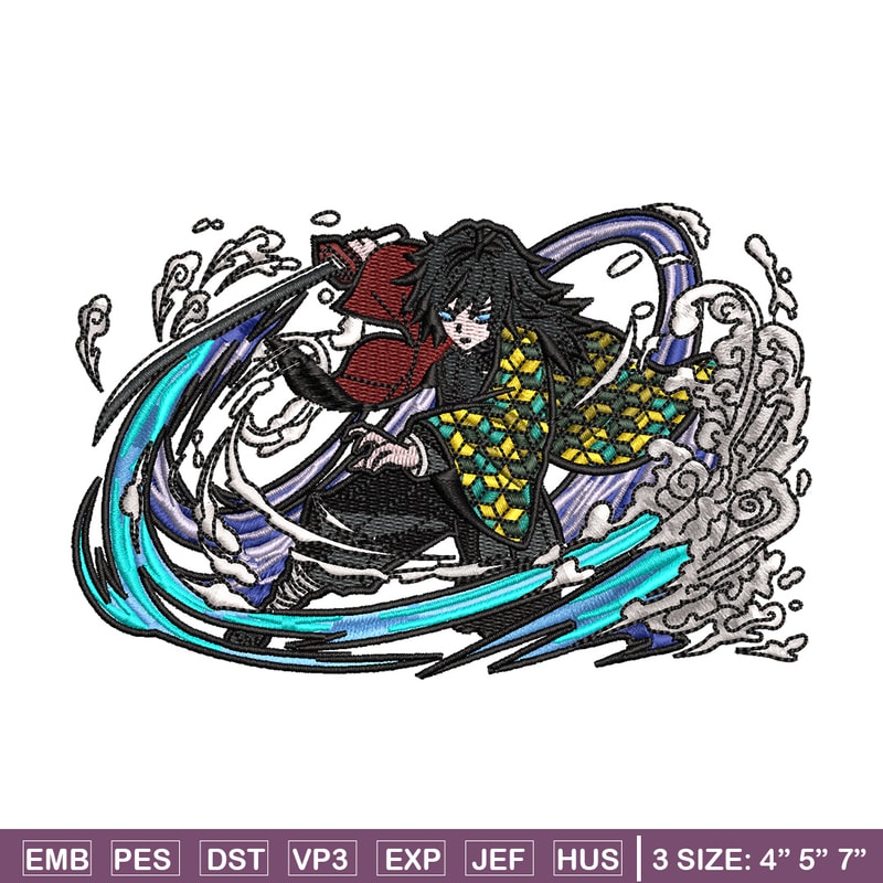 Giyu water embroidery design, Demon slayer embroidery, Anime design, Embroidery shirt, Embroidery file, Digital download.jpg