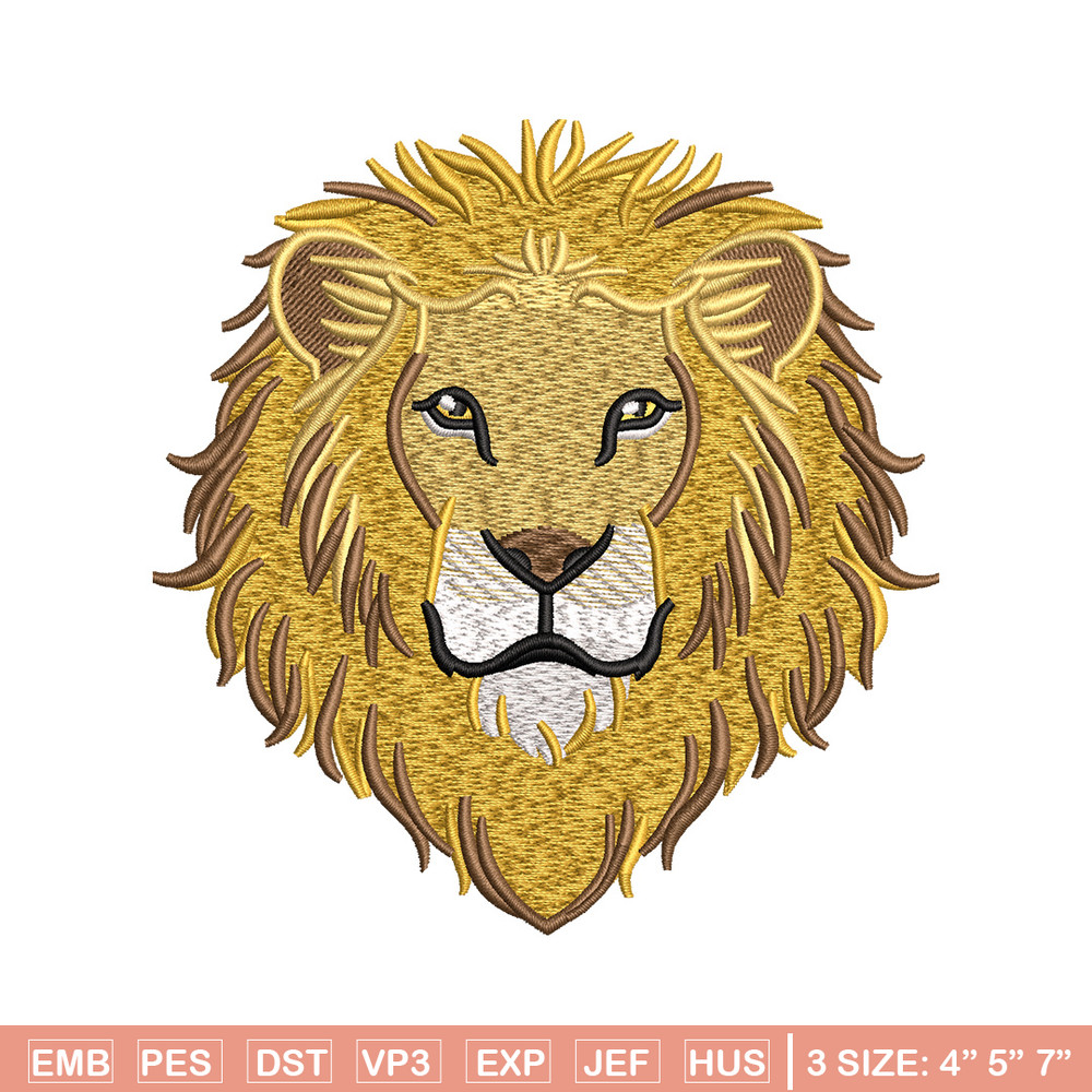 Goden lion embroidery design, Lion embroidery, Embroidery file, Embroidery shirt, Emb design, Digital download.jpg