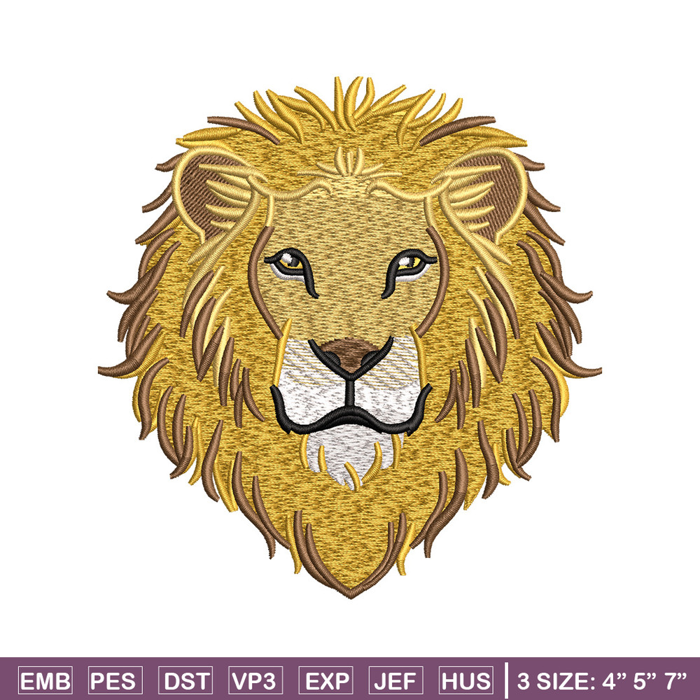 Goden lion embroidery design, Lion embroidery, Embroidery file, Embroidery shirt, Emb design, Digital download.jpg