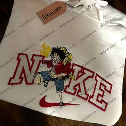 nike x luffy one piece embroidered sweatshirt, anime custom embroidered sweatshirt, custom anime embroidered crewneck, anime custom embroidered crewneck, best-selling custom embroidered sweatshirt