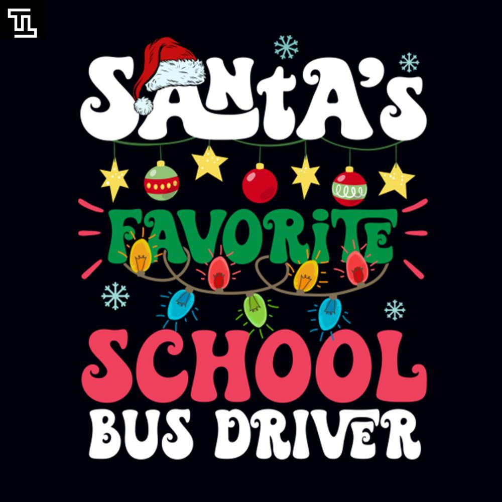 TT1340-Santas Favorite School Bus Driver Santa Hat Xmas Lights Christmas, Christmas PNG Download.jpg