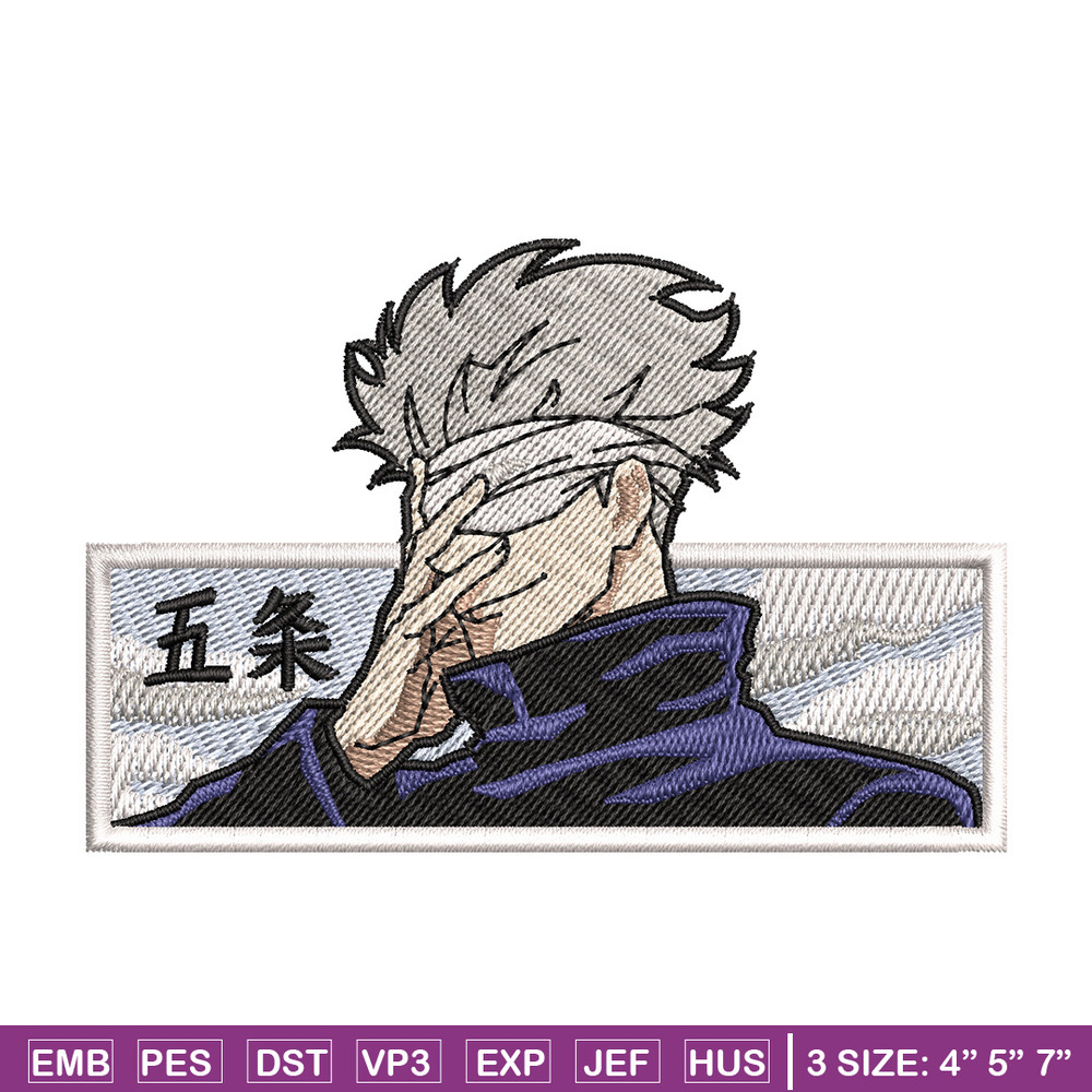 Gojo white embroidery design, Jujutsu embroidery, Anime design, Embroidery shirt, Embroidery file, Digital download.jpg