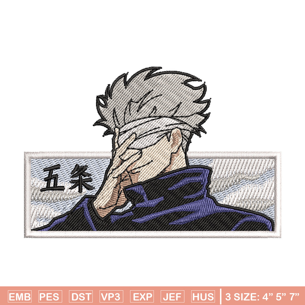 Gojo white embroidery design, Jujutsu embroidery, Anime design, Embroidery shirt, Embroidery file, Digital download.jpg