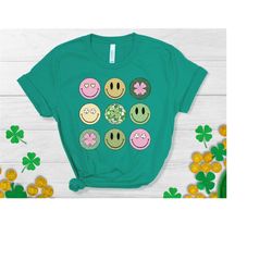 feeling lucky smile st. patrick's day shirts, for women/men, shamrock shirt, luck of the irish, clover tees, green day s