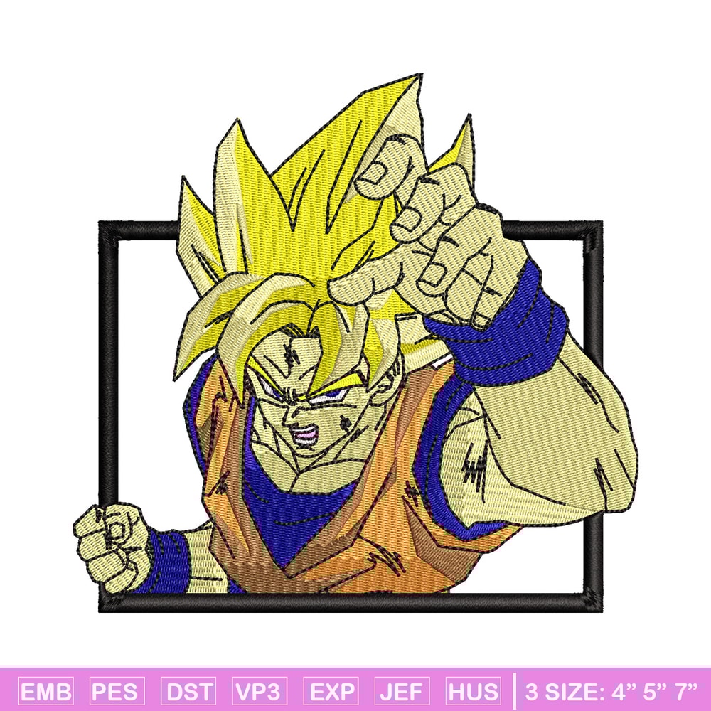 Goku ssj box embroidery design, Dragonball embroidery, Anime design, Embroidery shirt, Embroidery file,Digital download.jpg