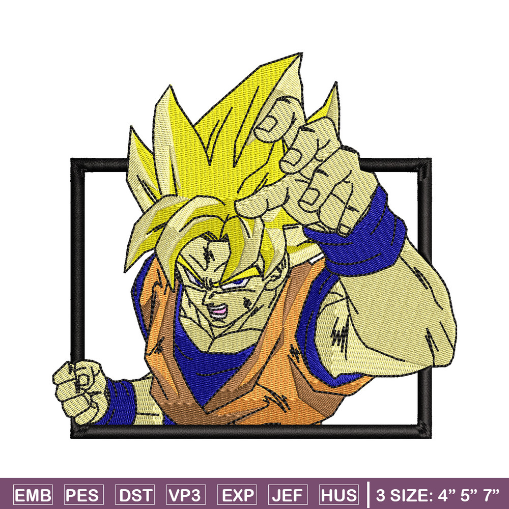 Goku ssj box embroidery design, Dragonball embroidery, Anime design, Embroidery shirt, Embroidery file,Digital download.jpg