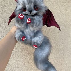 ON ORDER Fantastic kitten Devil cat, kitten, furry cat, white kitten, furry cat, furry doll, stuffed doll, furry doll