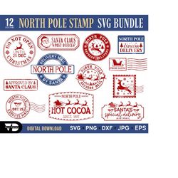 north pole express mail delivery svg bundle, santa mail svg, santa sack svg, christmas mail svg, north pole postmark sta