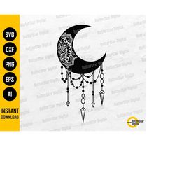 zentangle dreamcatcher moon svg | dream catcher t-shirt decals design | cricut cutting files clip art vector digital dow