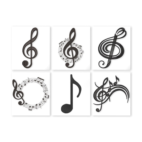 Music Notes Embroidery Design. Musical Note Embroidery Patte - Inspire ...