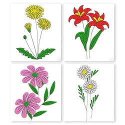 flowers embroidery design . birth flower floral botanical wildflower meadow garden embroidery pattern