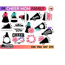 Cheer Megaphone SVG Bundle, Cheer Mom Svg, Pom Pom Svg, Bow Svg, Cheerleader Svg, Cheer Mom Shirt Svg, Cheer Cut File, G