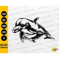 mama and baby dolphin svg | ocean animals svg | sea creature svg | beach underwater fish | cut files clip art vector dig