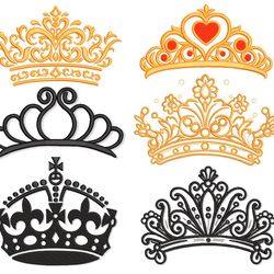 Crown Embroidery Designs. Princess Crown Machine Embroidery Design. Tiara embroidery