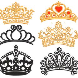 crown embroidery designs. princess crown machine embroidery design. tiara embroidery