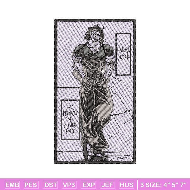 Hanma yujiro embroidery design, Baki embroidery, Anime design, Embroidery shirt, Embroidery file, Digital download.jpg