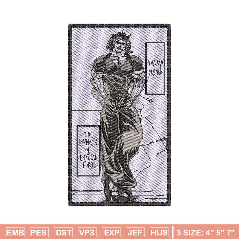 Hanma yujiro embroidery design, Baki embroidery, Anime design, Embroidery shirt, Embroidery file, Digital download.jpg