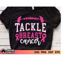 tackle breast cancer svg, fight cancer pink ribbon svg, football cancer ribbon svg, breast cancer awareness svg, breast