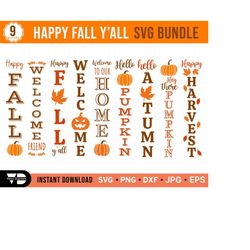 happy fall y'all porch sign svg, welcome porch sign svg bundle, halloween welcome sign, fall pumpkin porch sign, welcome