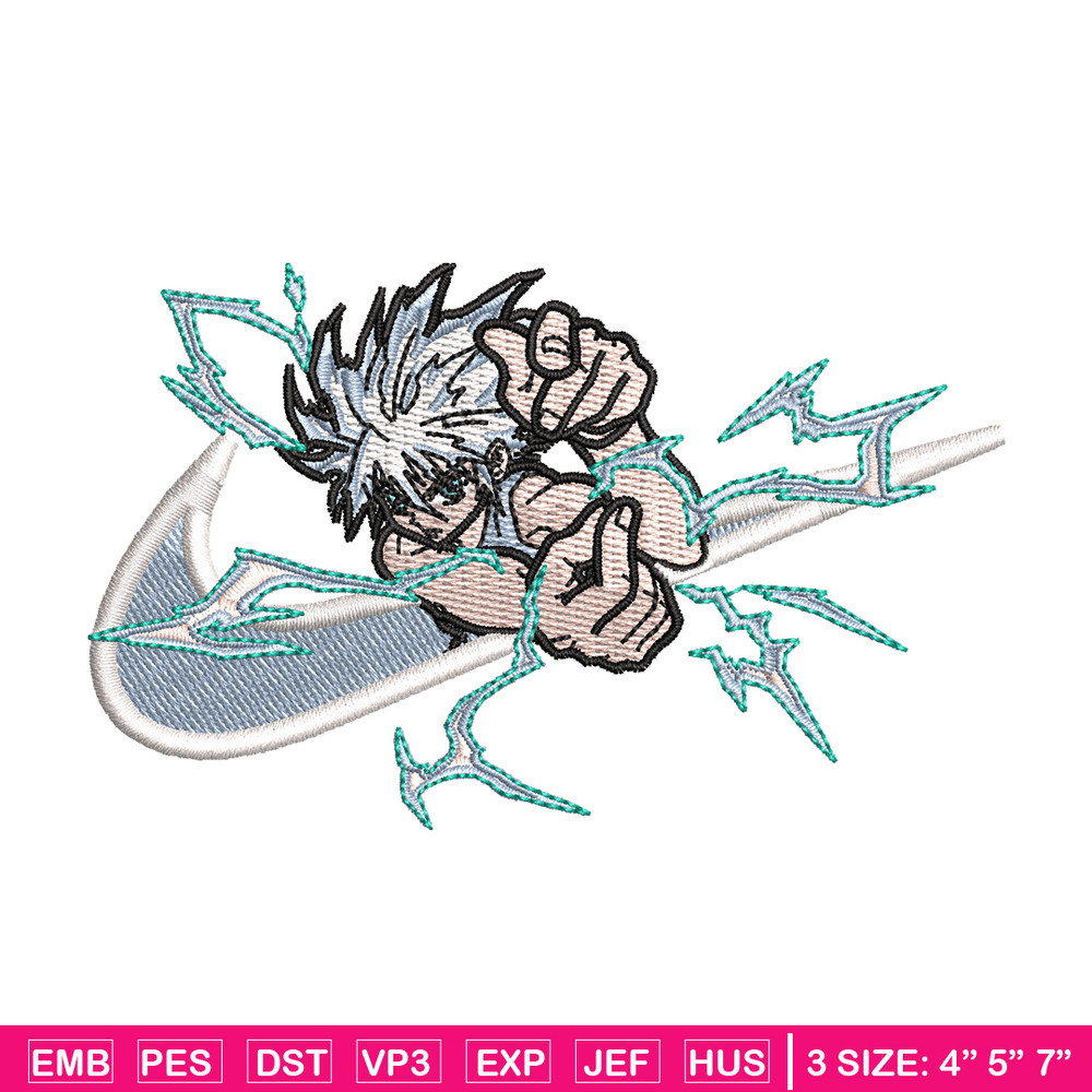 Nike x Killua embroidery design, Hunter x hunter embroidery, Nike design, anime design, anime shirt, Digital download.jpg