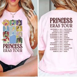 princess eras tour double-sided shirt, disney princess shirt, disney princess characters shirt, disney girl trip shirt