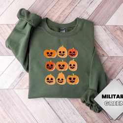 pumpkin faces halloween sweatshirt, cute women's halloween tee, funny halloween shirt, harvest pumpkin shirt, fall shir