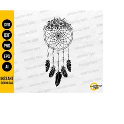 floral dream catcher svg | flower dreamcatcher svg | boho svg | cricut cutting file silhouette cameo | clipart vector di