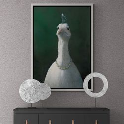 peacock with pearls wall art, fowl with pearls framed canvas, peacock wall art, animal wall art, peacock canvas, animal