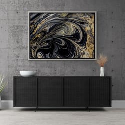 shimmery wall art, gold and black framed canvas, gold wall art, luxury canvas, black canvas art, black and gold marble,