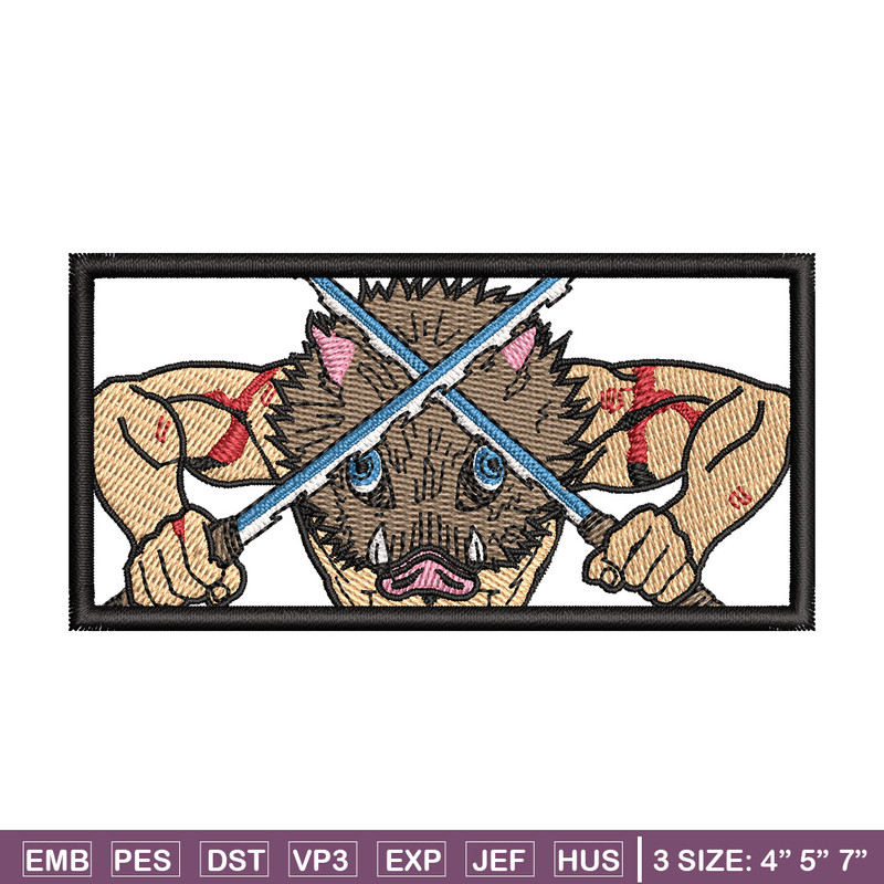 Inosuke box embroidery design, Inosuke embroidery, Anime design, Embroidery shirt, Embroidery file,Digital download.jpg