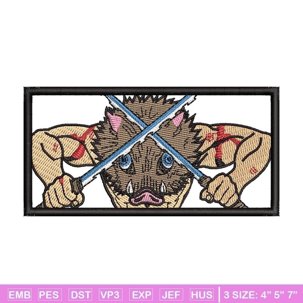 Inosuke box embroidery design, Inosuke embroidery, Anime design, Embroidery shirt, Embroidery file,Digital download.jpg