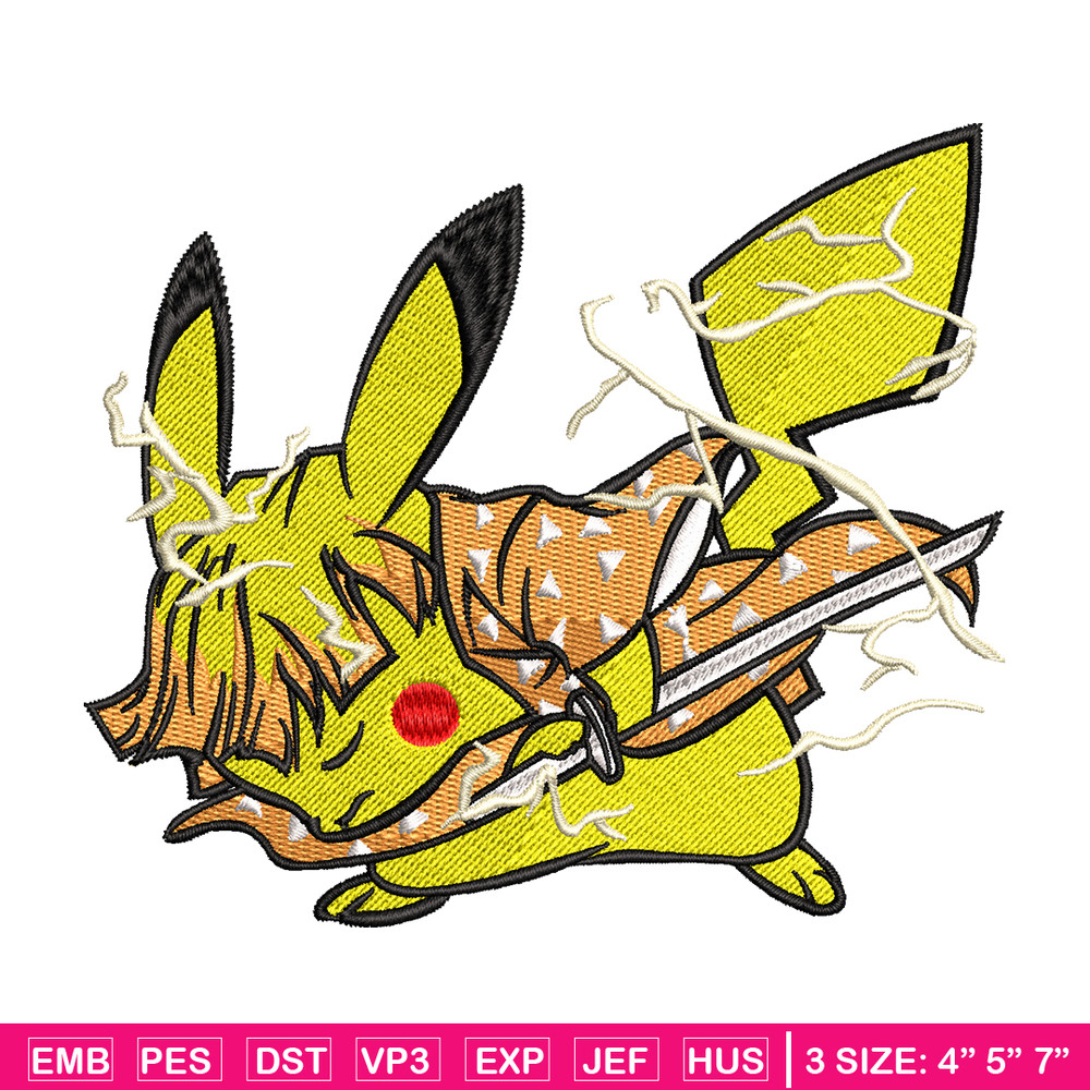 Pikachu Zenitsu embroidery design, Pokemon embroidery, embroidery file, anime design, anime shirt, Digital download.jpg