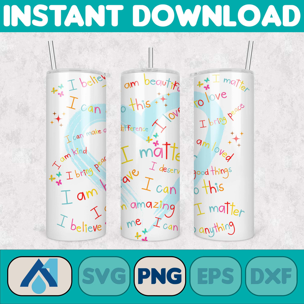 Design Positive Affirmations 20 oz Skinny Tumbler Sublimation Design Digital Download PNG Instant,Inspirational Butterfly (23).jpg
