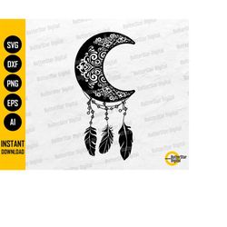 moon dream catcher svg | dreamcatcher svg | mandala svg | cricut silhouette cutting file cut printable clipart vector di
