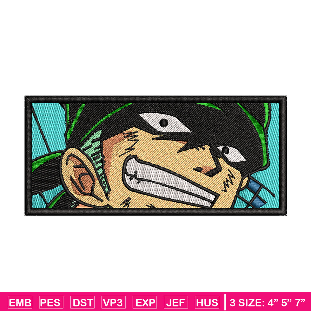 Roronoa Zoro smile embroidery design, One Piece embroidery, embroidery file, anime design, anime shirt, Digital download.jpg