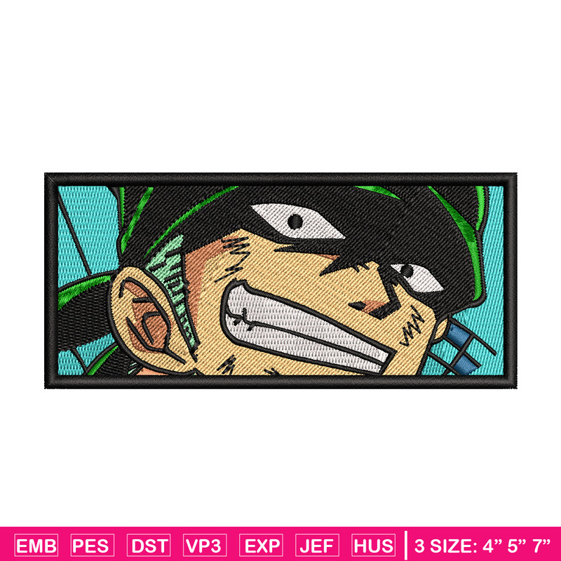 Roronoa Zoro smile embroidery design, One Piece embroidery, embroidery file, anime design, anime shirt, Digital download.jpg