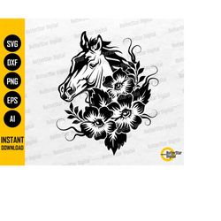 floral horse svg | horse with flowers svg | animal decals t-shirt graphics | cricut silhouette cameo | clipart vector di