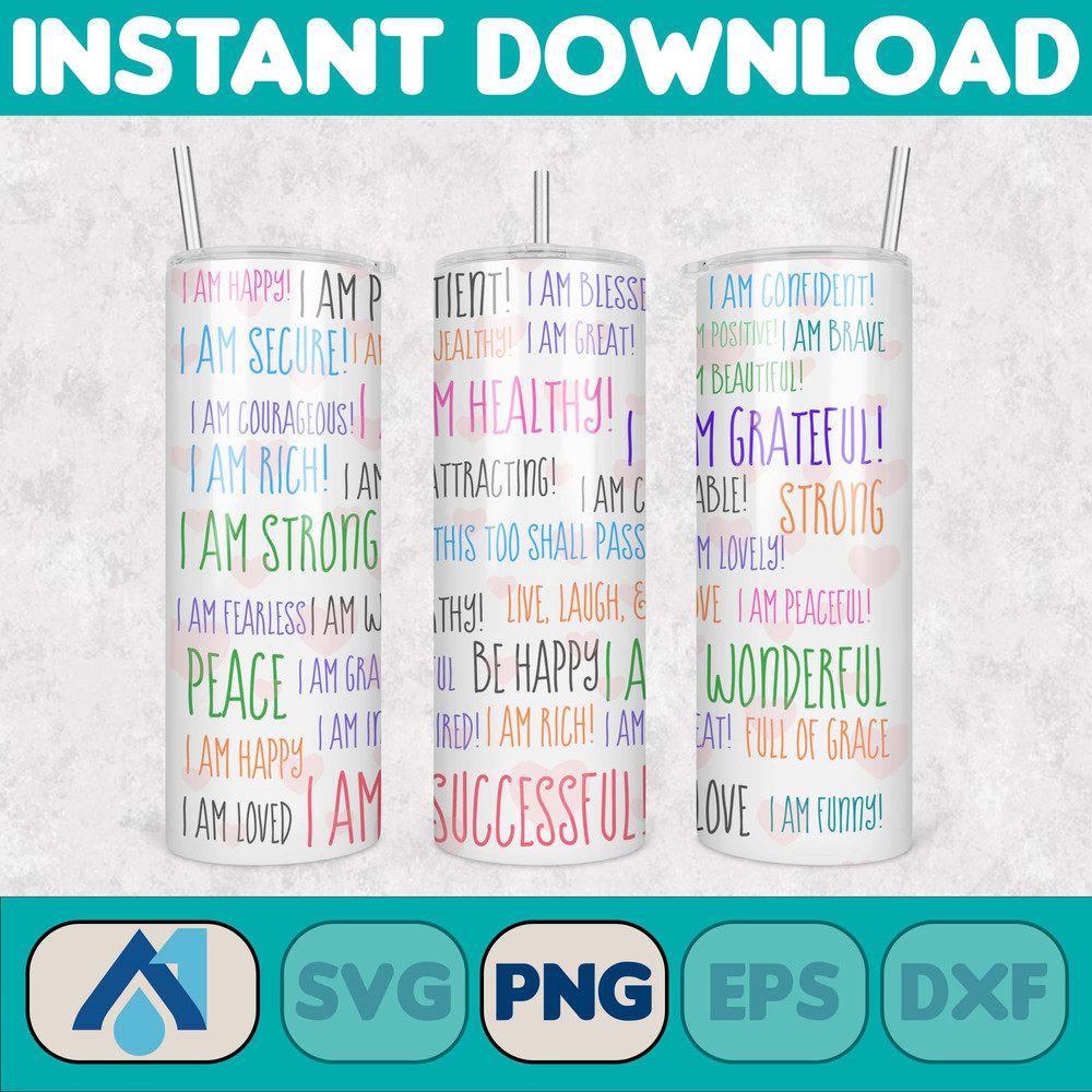 Design Positive Affirmations 20 oz Skinny Tumbler Sublimation Design Digital Download PNG Instant,Inspirational Butterfly (29).jpg