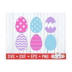 easter egg svg - easter cut file - split easter egg - polka dot - chevron - svg - eps - dxf - png - silhouette - cricut