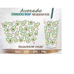 No Hole Cute Avocado Starbucks Cup Wrap SVG, Summer SVG, Avocado svg,  DIY Venti for Cricut 24oz venti cold cup, Instant