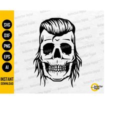skull mullet svg | funny skull t-shirt decals stencil graphics | cricut cut files silhouette cuttable clipart vector dig