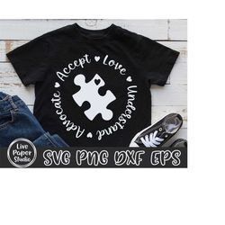 autism awareness svg png, accept love understand advocate svg, puzzle piece svg, autism awareness shirt, digital downloa