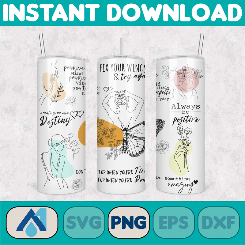 Design Positive Affirmations 20 oz Skinny Tumbler Sublimation Design Digital Download PNG Instant,Inspirational Butterfly (31).jpg