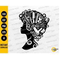 curly hair style svg | hair salon svg | hairdresser hairstylist barber haircut fashion | cutting file clipart vector dig