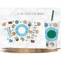 Cafecito Y Chisme 24 oz Cold Cup wrap , SVG Cut files for Cricut or Silhouette, Digital Download