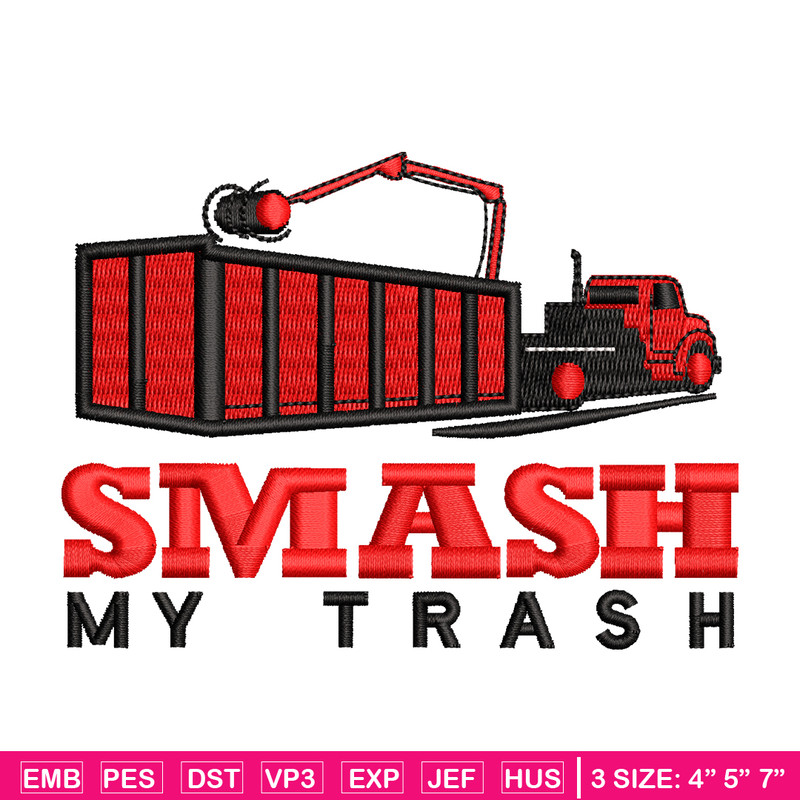 Smash My Trash logo embroidery design, logo embroidery, logo design, logo shirt, Embroidery shirt, Instant download.jpg
