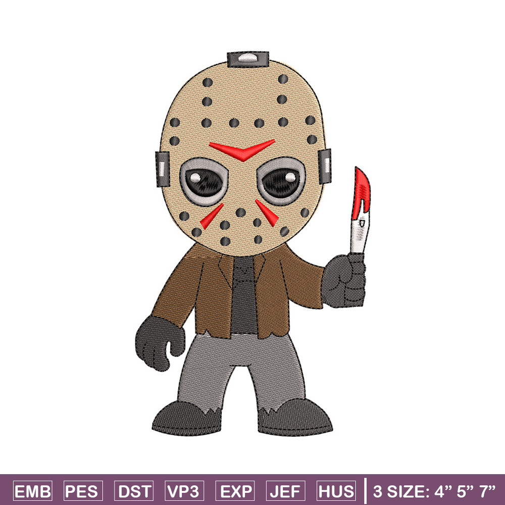 Jason Voorhees embroidery design, Horror embroidery, Embroidery file, Embroidery shirt, Emb design, Digital download.jpg