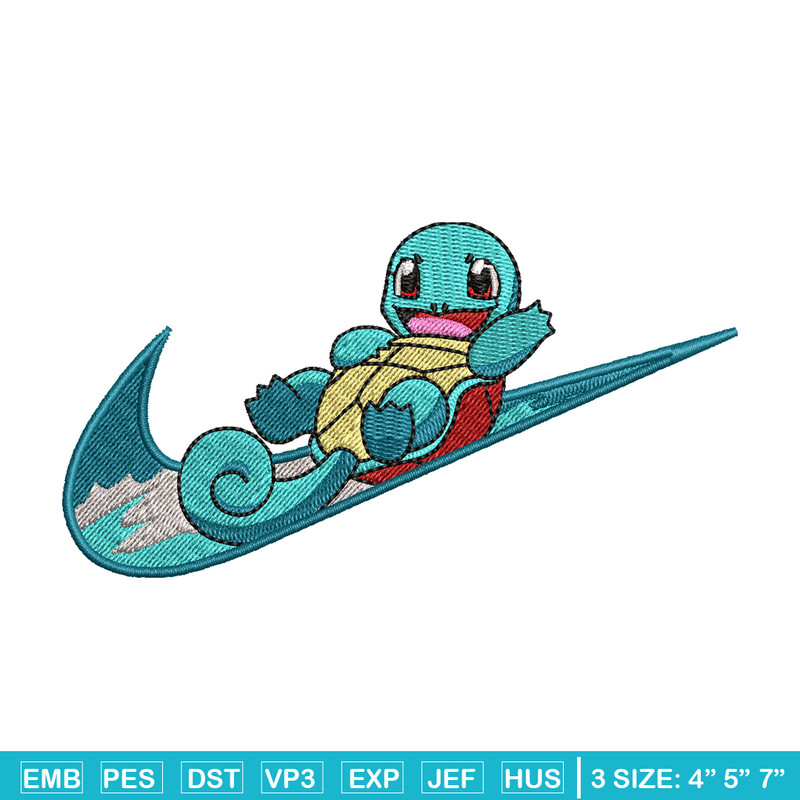 Squirtle Nike embroidery design, Pokemon embroidery, embroidery file, anime design, anime shirt, Digital download.jpg