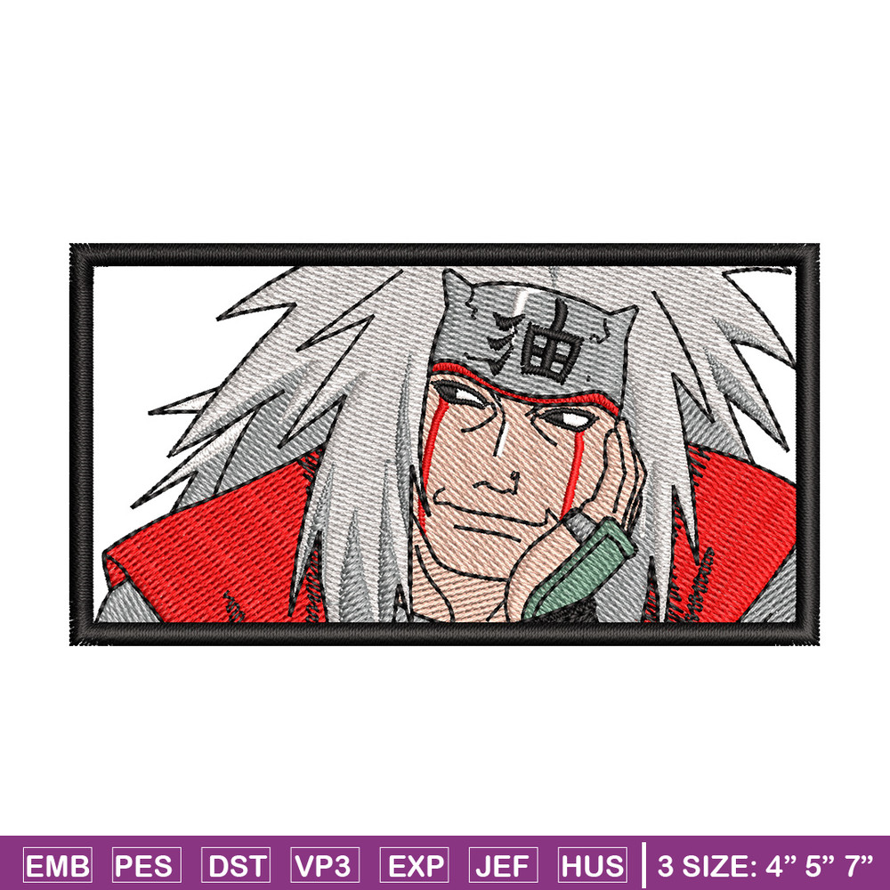 Jiraiya embroidery design, Naruto embroidery, Anime design, Embroidery shirt, Embroidery file, Digital download.jpg