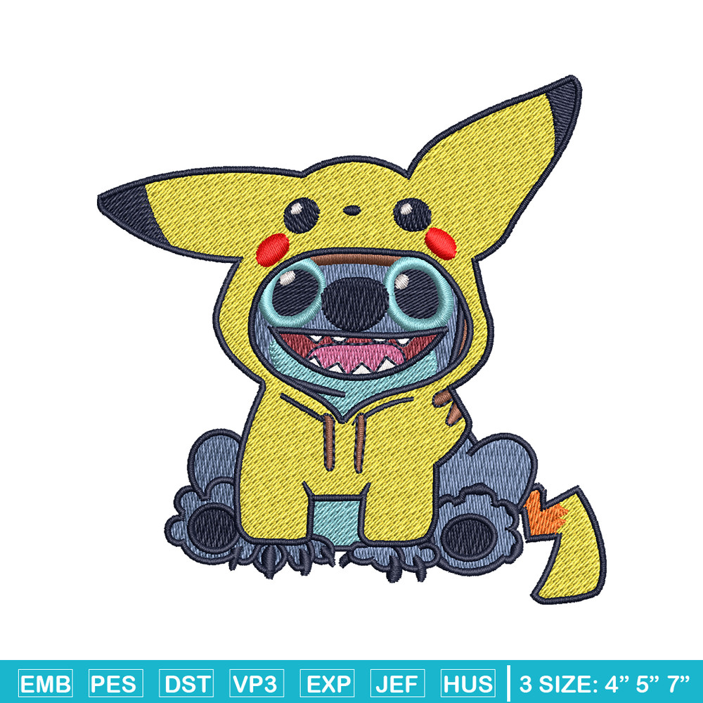 Stitch Pikachu logo embroidery design, Stitch Pikachu embroidery, Embroidery shirt, logo design, Instant download.jpg
